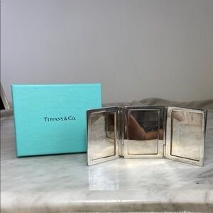 Vintage Tiffany & Co. Sterling Silver Mini Foldable Triple Picture Photo Frame